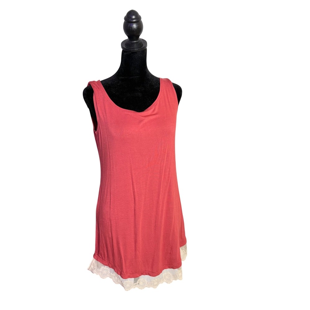LOGO Layers by Lori Goldstein Lace Trim Tank Top Size S Petite Layering Coquette